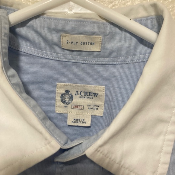 J Crew Shirtings Cotton Long Sleeve Light Blue Men's Shirt with White Collar S - Picture 6 of 16